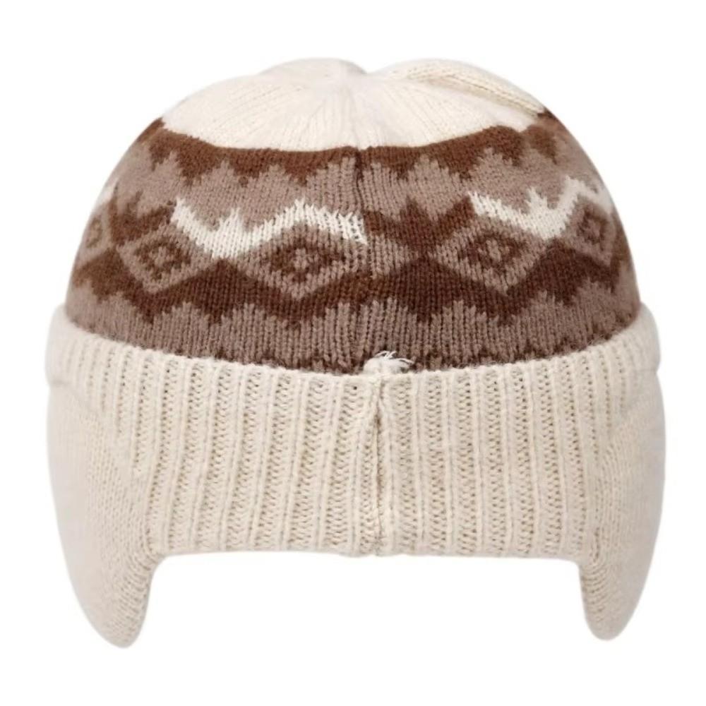 Warm Lined Knit Hat Fair Isle Pattern Cold Weather Cap Winter Beanie Cold Weather Protection