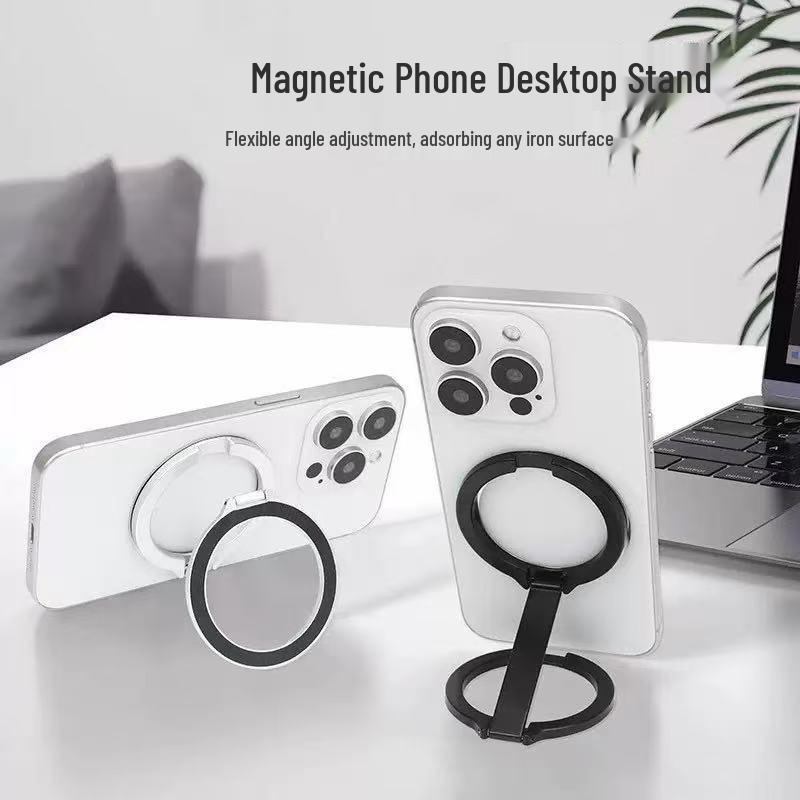 Магнитный держатель для телефона MagSafe с двусторонним креплением: 360° Вращающийся, Прочный сплавной захват для удобства на рабочем столе