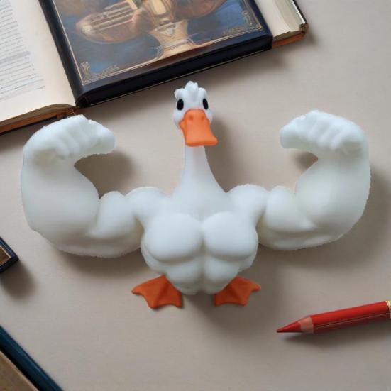 Юшенг Мускулистый Гусь Орнамент 3D Печатная Фигурка Белого Гуся Статуэтка Скульптура Животного Украшение для Дома Офиса Настольное Украшение Орнамент