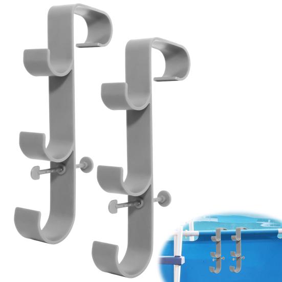 Pool Pole Hook Pool Skimmer Net Holder 3-Hook Pool Pole Hanger Pool Accessories Holder for Above Ground Pools Pool Brush Water Pipe