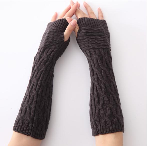Акриловые вязаные митенки Зимние женские перчатки Теплые длинные сексуальные вязаные гетры Перчатки EMA