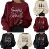 Women's Casual Fashion Christmas Printed Long Sleeve O-Neck Pullover Top