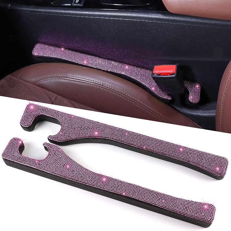 Briwill Bling Car Seat Gap Filler, 2 Pack Universal Fit For Car SUV Truck Handmade Crystal Rhinestone Diamond Car Gap Filler Bling Car Accessories