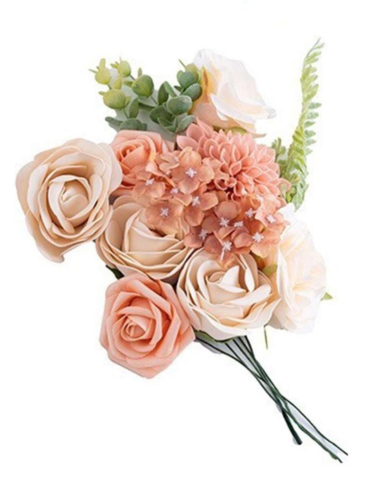 Искусственный георгин, роза, пион, комбинированный набор со стеблями для DIY, домашние свадебные композиции, вечеринка, свадебный букет, украшение для балкона, шелковая искусственная голова розы