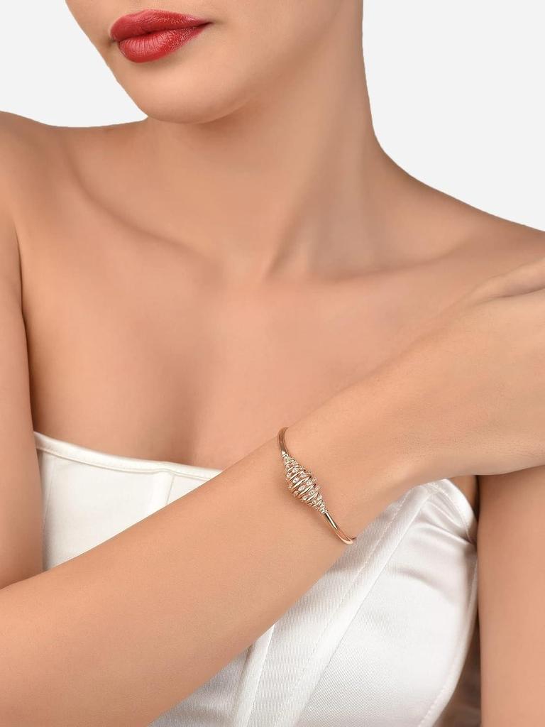 Набор из 2 браслетов-када из латуни цвета розового золота с кубическим цирконием в современном стиле для женщин