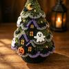 Crochet Supplies with Tools Halloween Tree Kit, DIY Black Cat Pumpkin Witch Beginner Friendly Yarn Craft Hat Ghost Crafting Kit for Holiday
