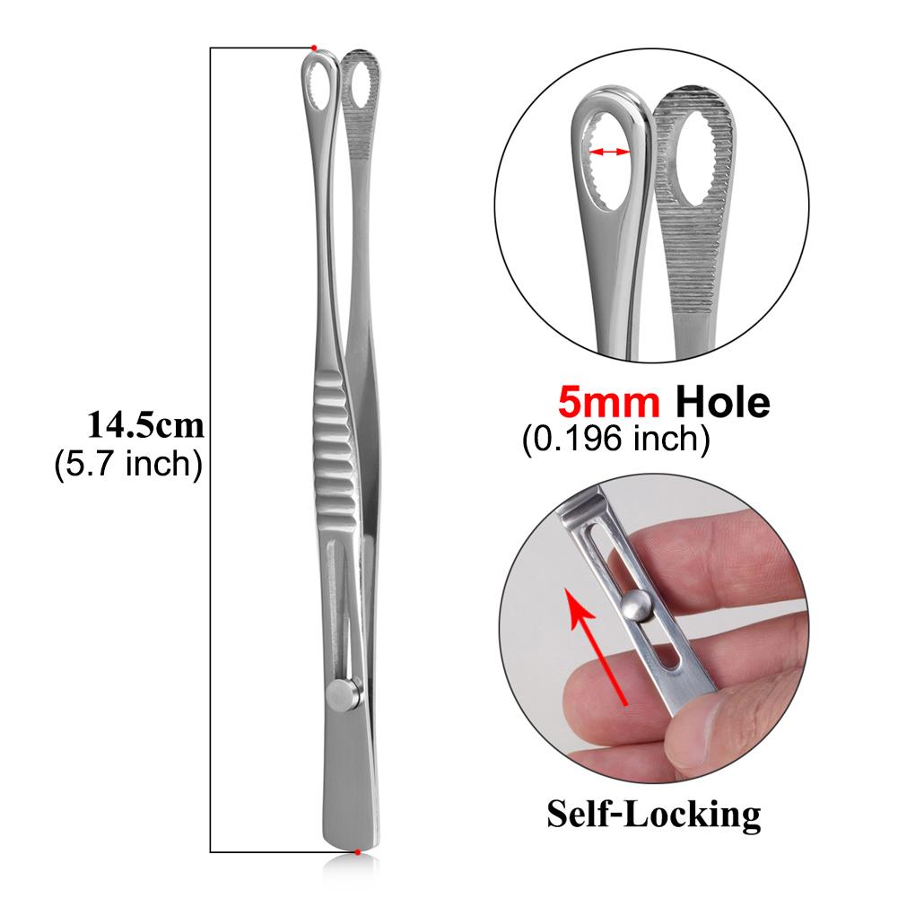 1pc 316L Stainless Steel Piercing Forceps Clamps Pliers for Nose Ear Belly Navel Lip Professional Body Piercing Supplies Tool