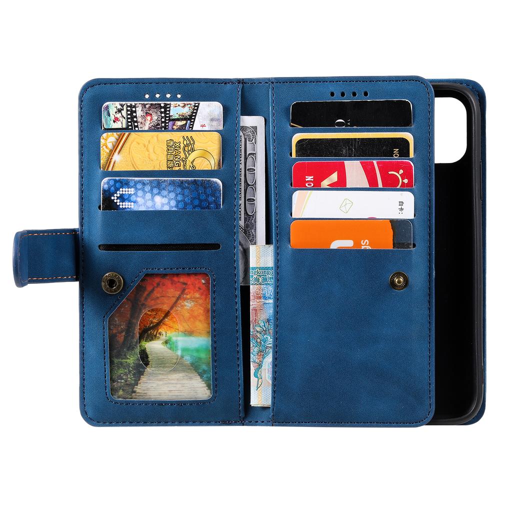 For Motorola Moto G86 5G Case 9 Card Slots Zipper Wallet PU Leather Phone Cover with Wrist Strap