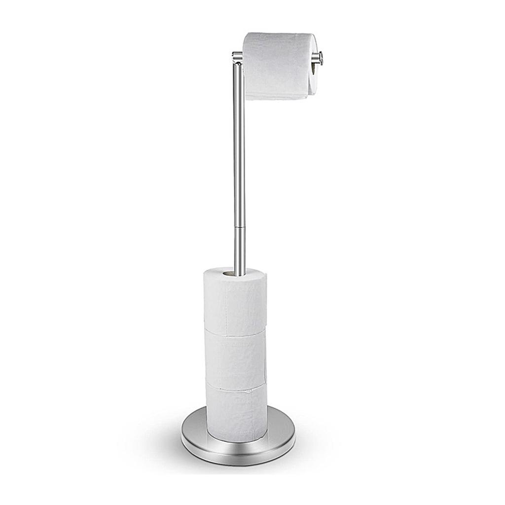 Toilet Paper Holder Stand Stainless Steel Rustproof Pedestal Lavatory Tissue Roll Holder Floor Stand Modern Brushed Finish