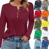 Women's T Shirt Solid Color Long Sleeve Daily Fashion Basic Round Neck Button Raglan Sleeve Top