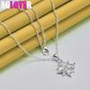 925 Sterling Silver AAA Zircon Flower Pendant Necklace Jewelry