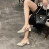 Xiaoxiangfeng Bag Head Thick Heel Single Shoes Female Pointed Head Spring 2025 New Rear Empty High Heels Fairy Versatile Sandals