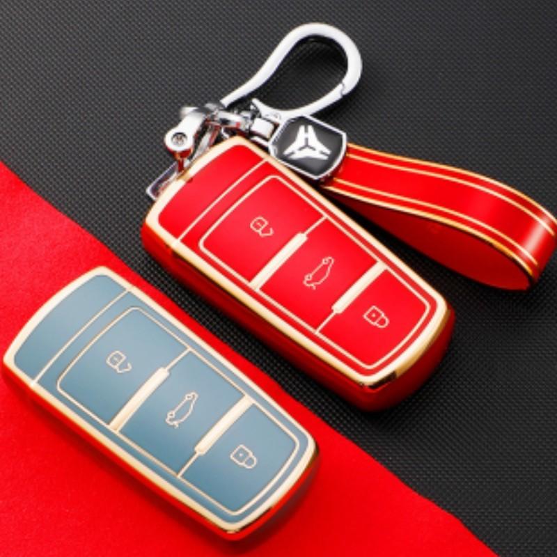 Чехол для автомобильного ключа из ТПУ с золотыми краями для Volkswagen VW CC Passat B6 B7 Passat 3C CC Maogotan R36 B5 B7L, чехол для автомобильного ключа, аксессуары для стайлинга автомобиля