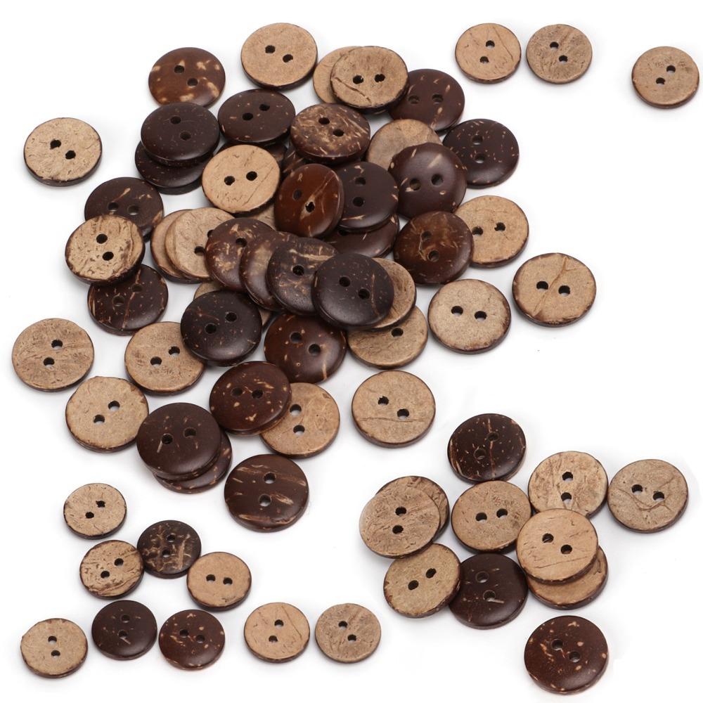 200pcs Wooden Sewing 2 Holes Coconut Shell Buttons Coconut Brown Sewing Buttons Exquisite Craft Buttons Clothing Decorations
