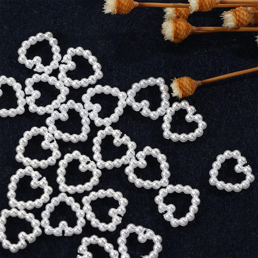 20pcs White Charm Pearl 3D Nail Art Decorations Heart-shaped Design Jewelry Fashion Manicure Accessories