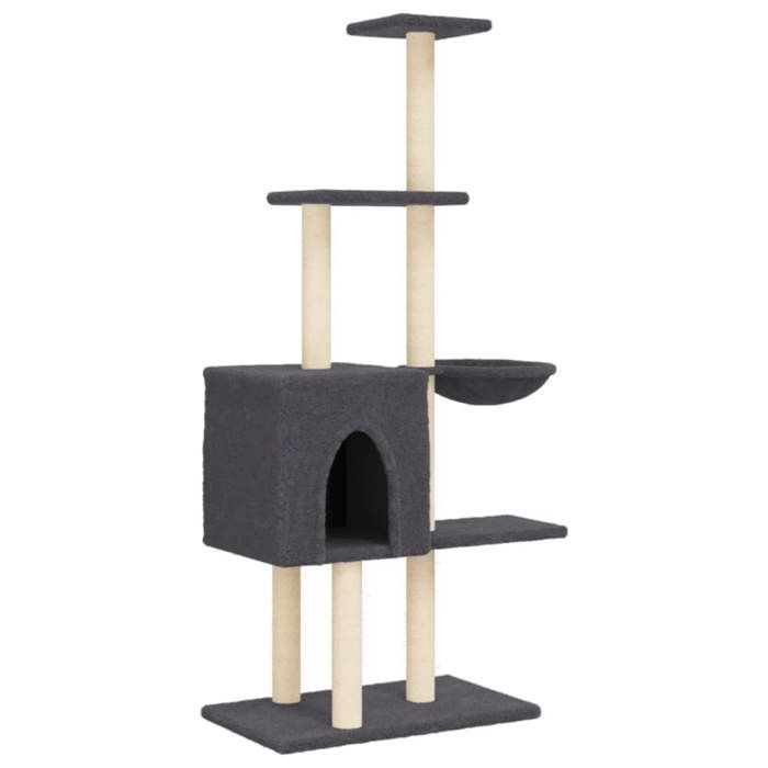 VidaXL Arbre à chat avec griffoirs en sisal Gris foncé 145 cm 172096