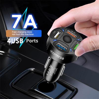 Автомобильное зарядное устройство 4 порта USB 35 Вт 7a Быстрая зарядка USB Автомобильное зарядное устройство для Iphone Samsung Xiaomi Адаптер для зарядки мобильного телефона