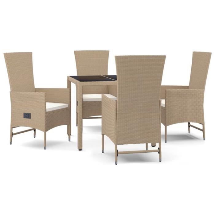 VidaXL Garden Dining Set with Cushions 5 Pcs Beige Poly Rattan 3157568