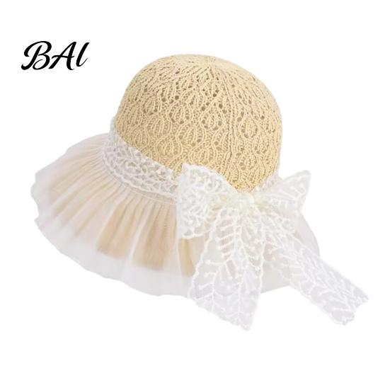Lightweight Packable Sun Cap Wide Brim Straw Hat, Women Beach Hat with Ruffle And Lace Holiday Vacation Headwear Bow, Breathable Foldable for