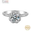 Trendy Women Rings 925 Sterling Silver Mossanites 1 Ct Gemstone Holding Flower Simple Style Fashion Jewelry Wholesale
