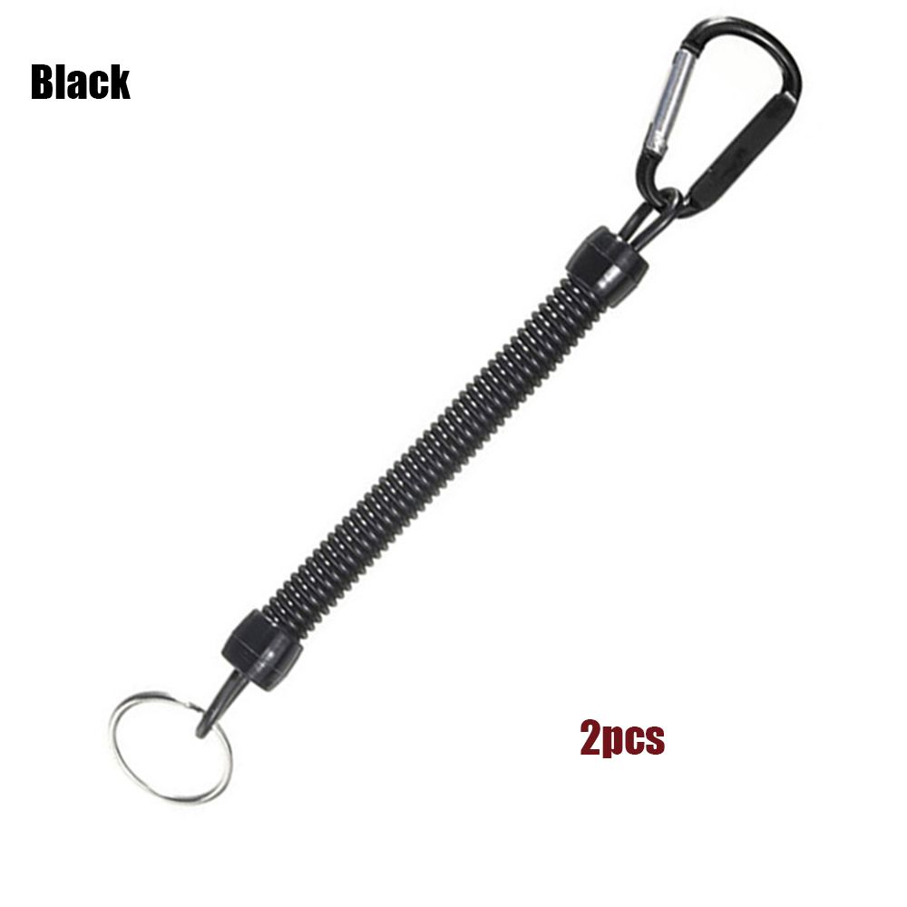 Camping Portable Fishing Lanyards Spring Elastic Rope Camping Carabiner Anti-lost Phone Keychain