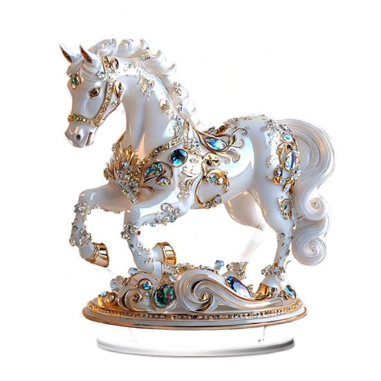 Acrylic Horse Ornament 2D Flat Horse Tabletop Decoration Collectible Colorful Horse Centerpiece for Year of The Horse New Year Living Room Decor