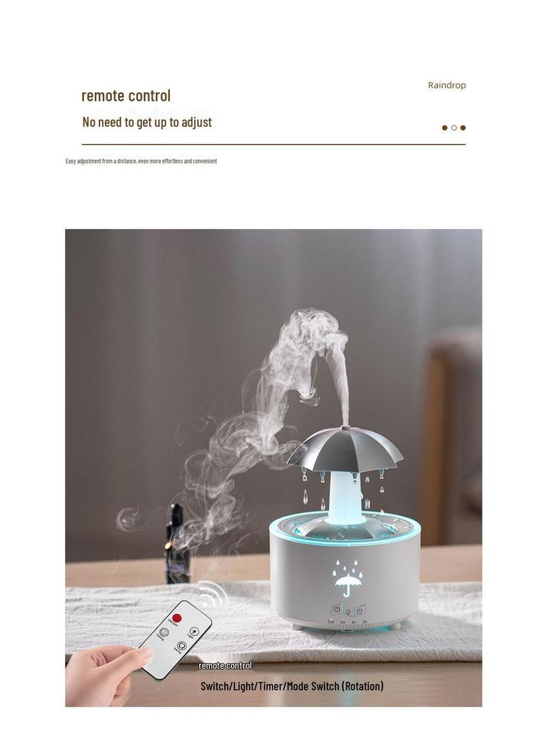Вращающийся аромадиффузор «Капля дождя» Цветная дыхательная подсветка Многофункциональный USB диффузор для эфирных масел Увлажнитель воздуха Домашний офис Спальня Настольный декор