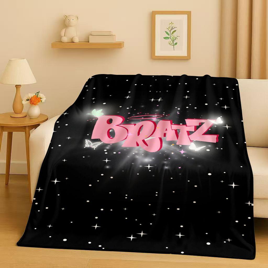 3D Cartoon Bratz Doll Girl Flannel Blanket,Ultra Soft Warm Plush Throw for Home Bedroom Bed Sofa Cover Office Gift Kids Picnic