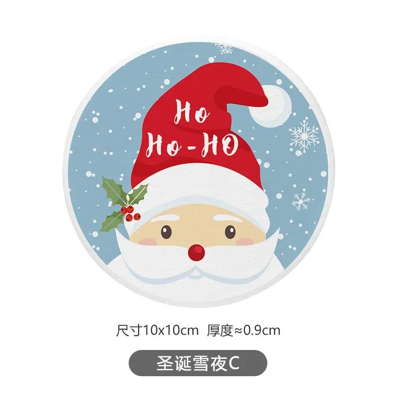Рождественские диатомитовые впитывающие подставки мультяшный снеговик противоскользящие высокотемпературные подставки для чашек теплоизоляция горячая подставка декор стола