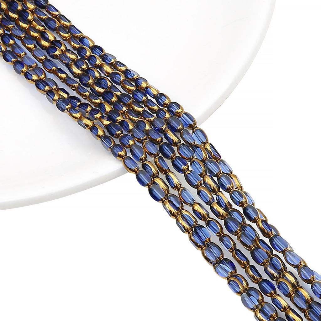 Овальные ограненные стеклянные кристаллы с золотистой окантовкой, в форме рисовых зерен, для изготовления украшений