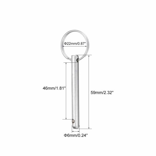 uxcell Quick Release Pins, Marine Hardware, 6mm X 59mm, for Boat Bimini Top Deck Hinge, Pack of 4