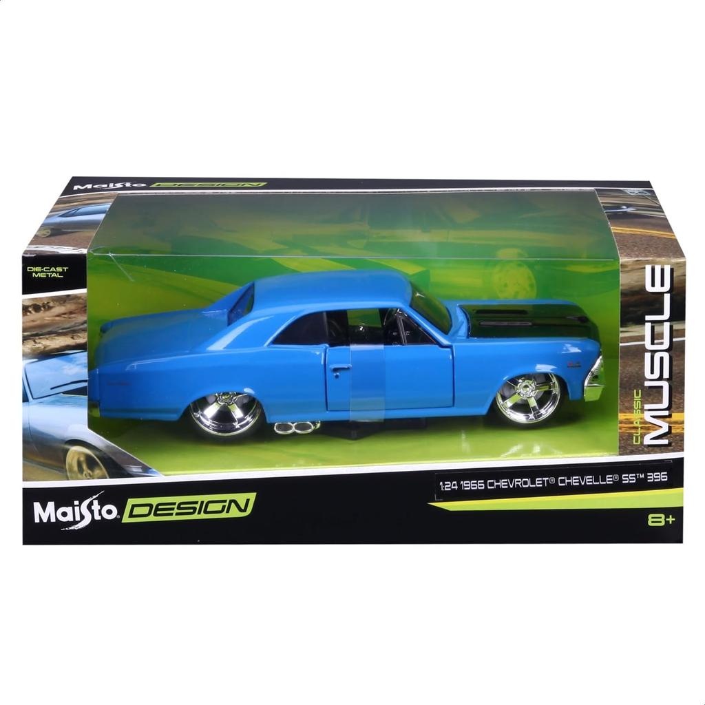 Maisto Scale Chevrolet Chevelle 1966 Blue Custom Classic Muscle Series Diecast Model Finished 31333 1/24 / Car, Product,
