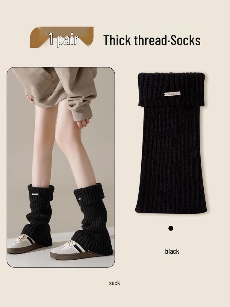 Solid Color Women's Knit Flared Leg Warmers - Y2K Style Long Socks for Spring and Autumn