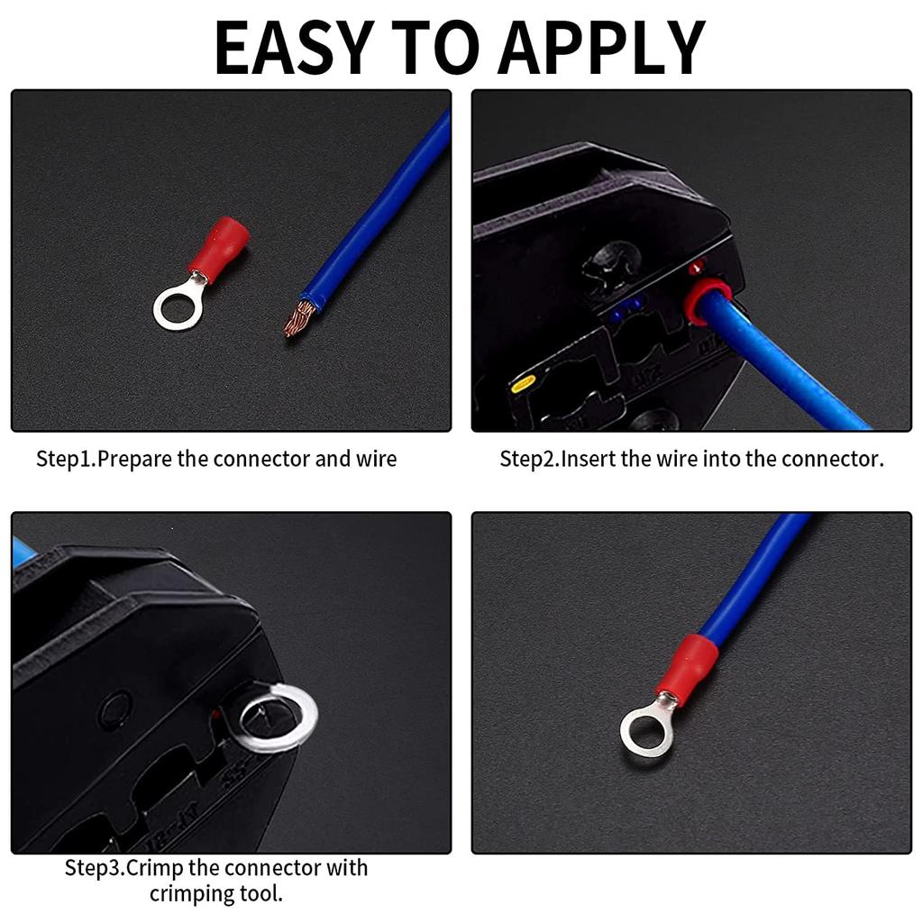20~240PCS Rings Insulated Wire Connector Electrical Crimp Terminal Cable Wire Connector - Red Blue Yellow Black