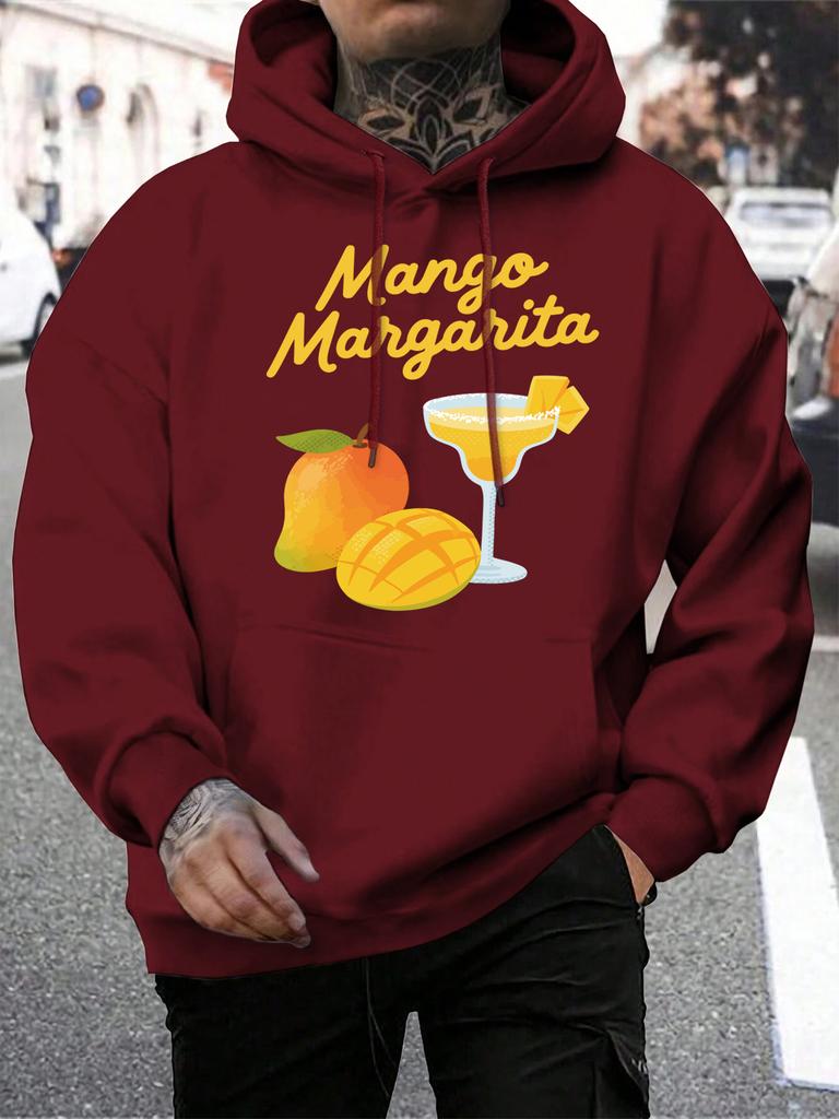 Manga Margarita Fresh Fruit Printing Men Hoodies All-Match Casual Hoody Autumn Fleece Hoodie Loose Pocket Male Streetwear