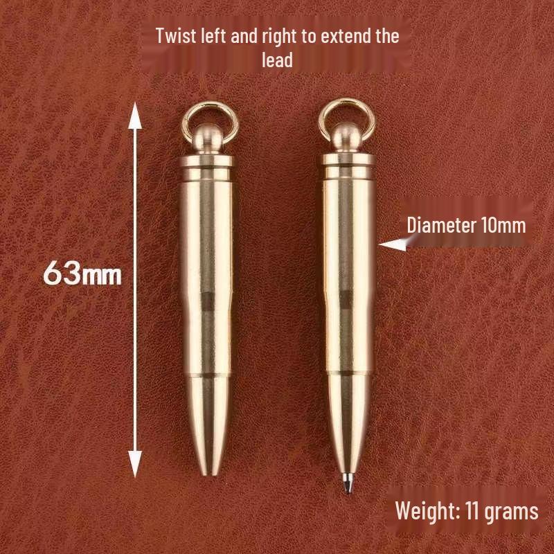 High-End Retro Brass Bullet Keychain Pen – Portable, Creative Ballpoint for Students and Parties