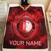 Custom Name Feyenoord Rotterdam2 Flannel Blanket, High quality Comfortable for All Seasons, Home Decor, Warmth and Comfort