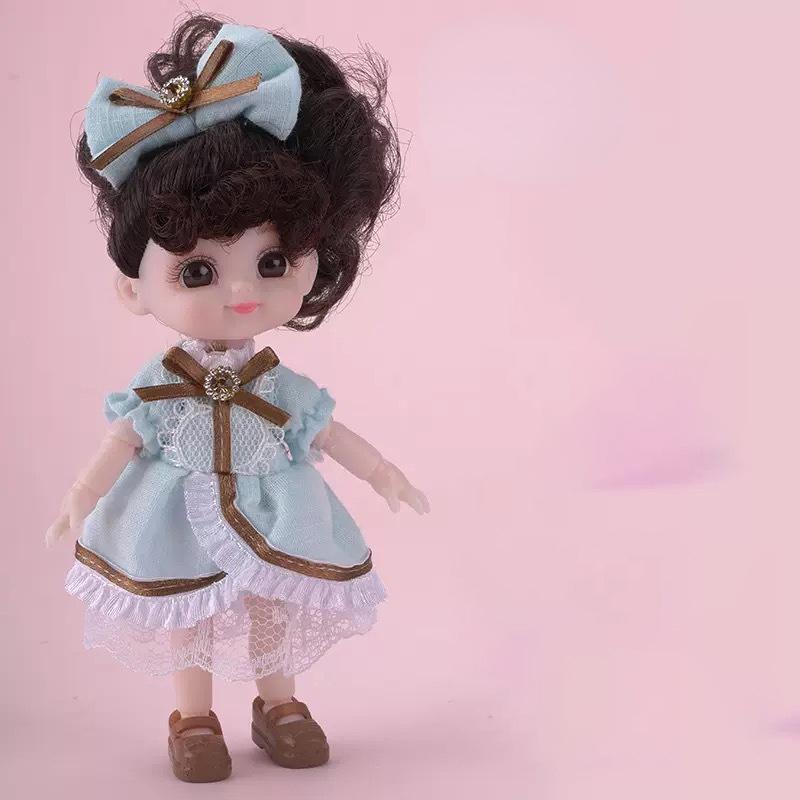 Мини-подвижная 13-шарнирная кукла 15 см, игрушка для девочек, 3D большие глаза, BJD принцесса, полная одежда, коллекция платьев, детская кукла в подарок