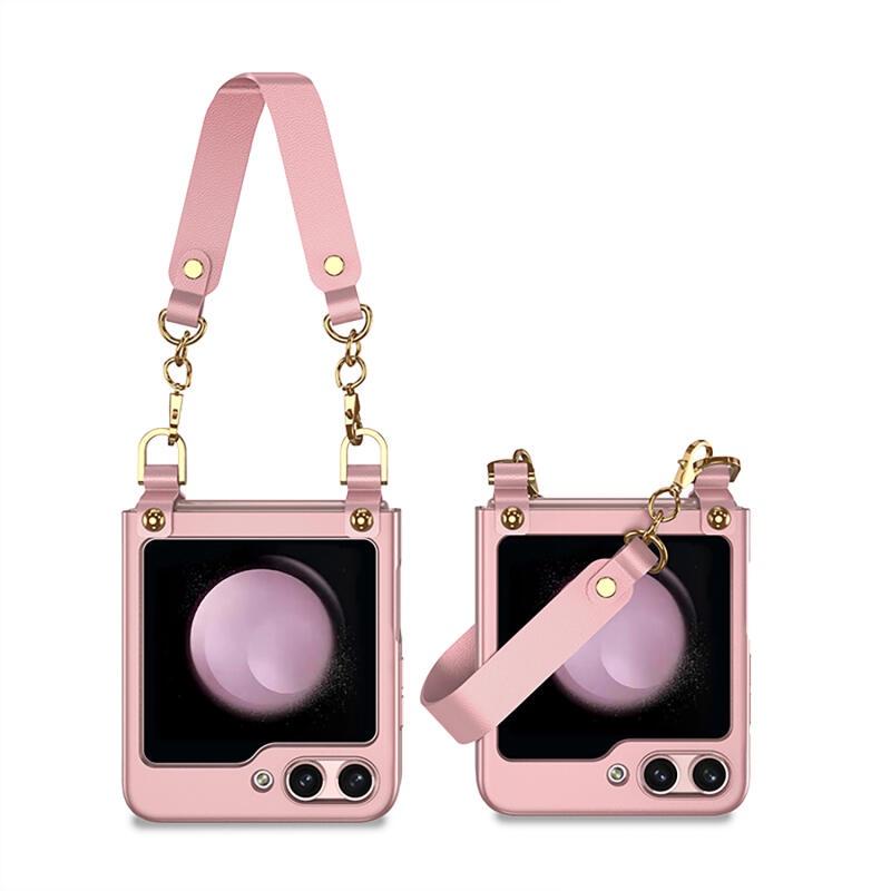 Для Smasung Z Flip 5 Ультратонкая изысканная сумка-складной чехол для телефона с браслетом ПК «Все включено» Жесткий жесткий защитный чехол против падения