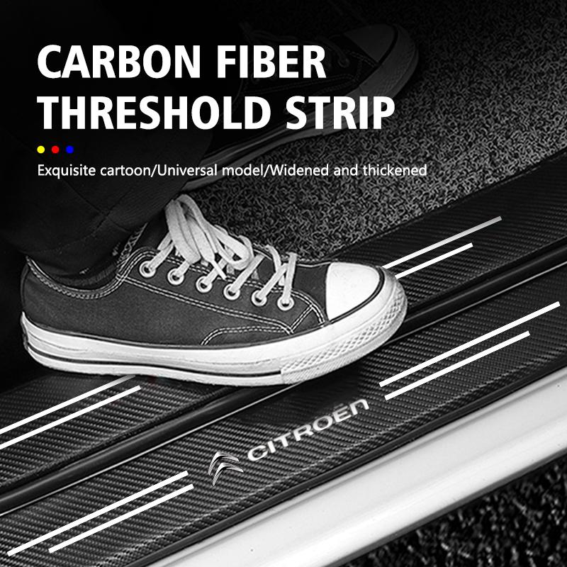 5pcs Carbon Car Door Sill Threshold Stickers Decorative Decals For Citroen Grand Berlingo Jumper Celysee Xsara Picasso Aircross