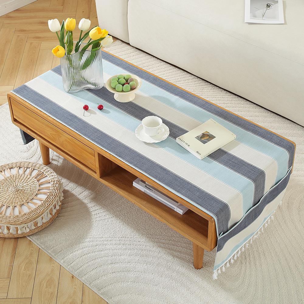 Rectangle Tablecloth Coffee Table Mat Table Mat Fabric Embroidery Jacquard Tassel Household Dust Cover