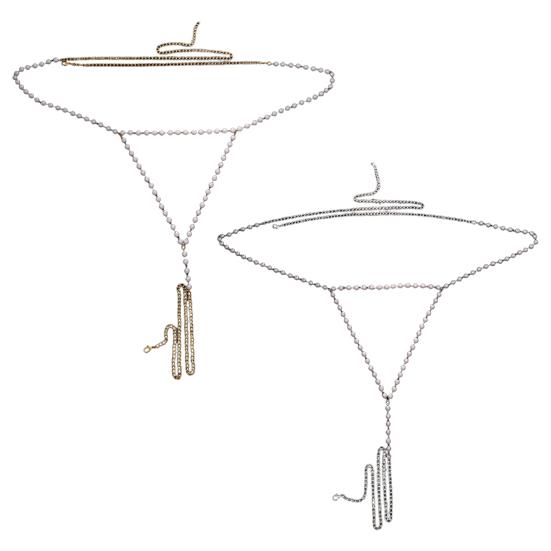 Цепочка для тела из искусственного жемчуга для женщин, регулируемая цепочка на талию с удлинительной цепочкой, сексуальное нижнее белье, ювелирное украшение для талии