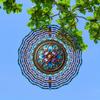 10 Inch Stained Glass Wind Spinner 3D Kinetic Metal Hanging Decor for Garden Yard Indoor Outdoor Blue White Windmill Gift for Women Men