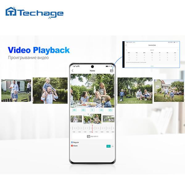 Techage H.265 Ultra HD 2K/4K Беспроводная IP-камера 4MP/8MP Наружная скоростная купольная PTZ-камера Красно-синяя световая сигнализация AI Обнаружен человек P2P