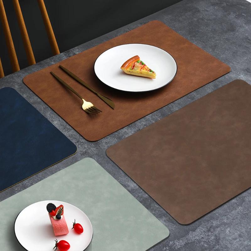 Luxury Placemat Leather Waterproof Double Layer Cowhide Western Food Mat Hotel Insulation Mat Placemats for Dinning Table