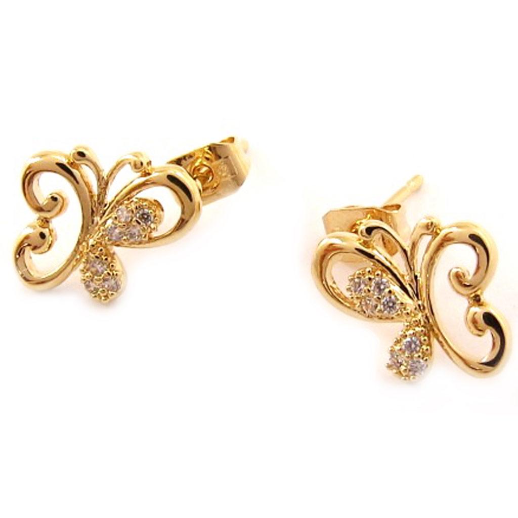 Les Trésors De Lily [L4301] - Gold Plated 'Butterflies' Earrings - 11x10 Mm