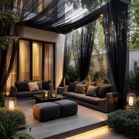 Наружная вуалевая сетчатая штора, прозрачная штора, москитная сетка, панель для защиты от посторонних глаз с карманом для штанги для патио, веранды, террасы, перголы