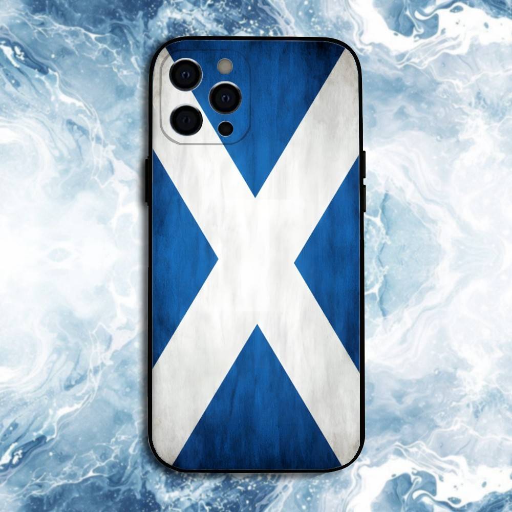 Шотландия Шотландский флаг Чехол для телефона Для iPhone 17, 16, 15, 14, 13, 12, 11 Plus, Pro Max, Мягкий силиконовый черный чехол