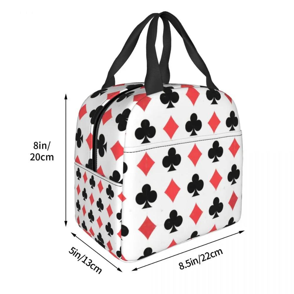 Poker Card Pattern Clubs And Diamonds Insulated Lunch Bag for Women Kids Portable Food Boxes Thermal Lunch Box Tote