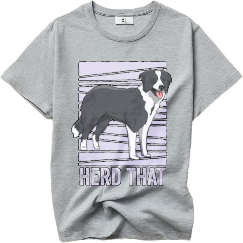 Printed Teeshirt Round Neck T Shirt Daily Wear Border Collie Standing On Stripes Herd That Fashionable Top Tees Unisex Tshirt